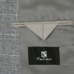 Linen + Cotton Textured Windowpane Slim Fit Blazer // Gray + White (US: 38S)