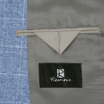 Linen + Cotton Textured Windowpane Slim Fit Blazer // Blue + White (US: 40R)