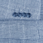 Linen + Cotton Textured Windowpane Slim Fit Blazer // Blue + White (US: 40S)