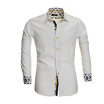 Reversible Cuff Long-Sleeve Button-Down Shirt // White (3XL)