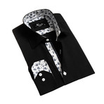 Reversible Cuff Long-Sleeve Button-Down Shirt // Black (XS)