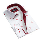 Panda Reversible Cuff Long-Sleeve Button-Down Shirt // White + Burgundy (XS)