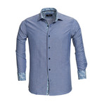 Reversible Cuff Long-Sleeve Button-Down Shirt // Denim Blue (L)