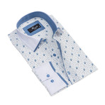Reversible Cuff Long-Sleeve Button-Down Shirt // White + Light Blue (M)