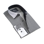 Reversible Circle Print Cuff Long-Sleeve Button-Down Shirt // White + Black (2XL)