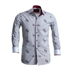 Floral Reversible Cuff Button-Down Shirt // Gray (L)
