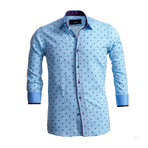 Reversible Cuff Long-Sleeve Button-Down Shirt // Light Blue + Purple (M)