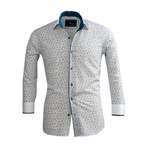 Paisley Reversible Cuff Long-Sleeve Button-Down Shirt V2 // White + Blue (XS)