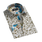 Colorful Reversible Cuff Long-Sleeve Button-Down Shirt // Multicolor + White + Green (XS)