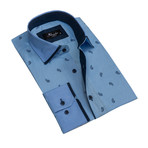 Paisley Reversible Cuff Long-Sleeve Button-Down Shirt // Light Blue (L)