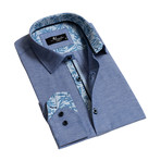 Reversible Cuff Long-Sleeve Button-Down Shirt // Denim Blue (3XL)