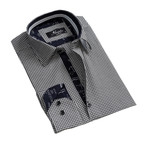 Checkered Reversible Cuff Button-Down Shirt // Black + White (XL)