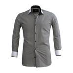 Reversible Circle Print Cuff Long-Sleeve Button-Down Shirt // White + Black (S)