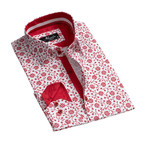 Floral Reversible Cuff Button-Down Shirt // White + Red (2XL)