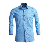 Paisley Reversible Cuff Long-Sleeve Button-Down Shirt // Light Blue (3XL)