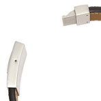 Jean Claude Jewelry // Wide Stitched Leather + Stainless Steel Closure Bracelet // Black + Silver