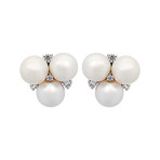 Assael 18k White Gold Diamond + Pearl Earrings // Store Display