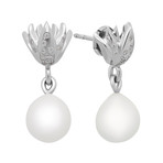 Assael 18k White Gold Diamond + South Sea Pearl Earrings // Store Display