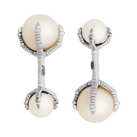 Assael 18k White Gold Pearl Cufflinks // Store Display