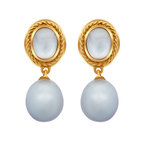 Assael 18k Yellow Gold South Sea Pearl Earrings // Store Display