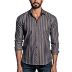 Long Sleeve Button-Up Shirt // Brown Check (M)