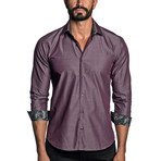 Long Sleeve Button-Up Shirt // Burgundy (S)