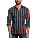 Long Sleeve Button-Up Shirt // Black Stripe (2XL)