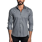 Long Sleeve Button-Up Shirt // Gray Stripe (L)