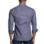 Long Sleeve Button-Up Shirt // Purple Gingham (M)