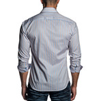 Long Sleeve Button-Up Shirt // Tan Stripe (L)