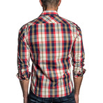 Long Sleeve Button-Up Shirt // Blue Plaid (M)