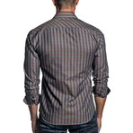 Long Sleeve Button-Up Shirt // Brown Check (L)