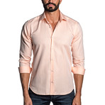 Long Sleeve Button-Up Shirt // Orange Jacquard (S)