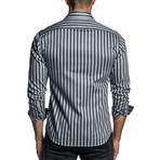 Long Sleeve Button-Up Shirt // Gray Stripe (S)