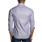 Long Sleeve Button-Up Shirt // White Pinstripe (L)