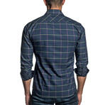 Long Sleeve Button-Up Shirt // Navy Plaid (L)