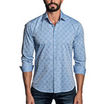 Long Sleeve Button-Up Shirt // Oxford Blue Jacquard (L)