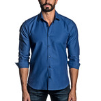Long Sleeve Button-Up Shirt // Blue Jacquard (2XL)