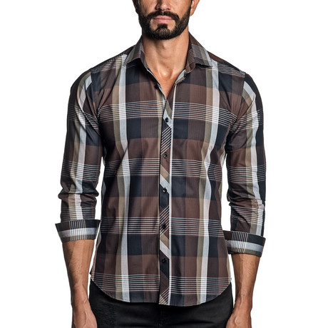 Long Sleeve Button-Up Shirt // Brown Plaid (S) - Jared Lang - Touch of ...
