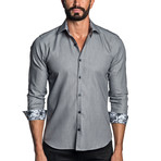 Long Sleeve Button-Up Shirt // Light Gray Jacquard (XL)