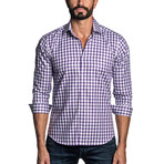 Long Sleeve Button-Up Shirt // Purple + White Check (XL)