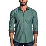 Long Sleeve Button-Up Shirt // Green Gingham (M)