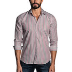 Long Sleeve Button-Up Shirt // Brown + Red Stripe (XL)