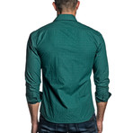 Long Sleeve Button-Up Shirt // Green + Blue Check (M)