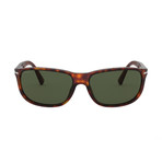 Persol // Men's Oval Wrap Sunglasses // Havana + Green