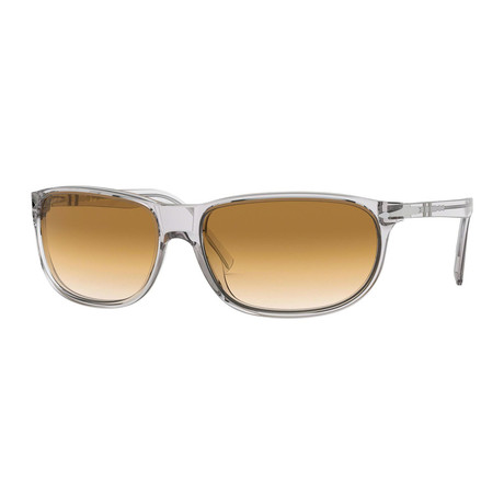 Persol // Men's 3222 Wrap Sunglasses // Gray Transparent + Brown Gradient