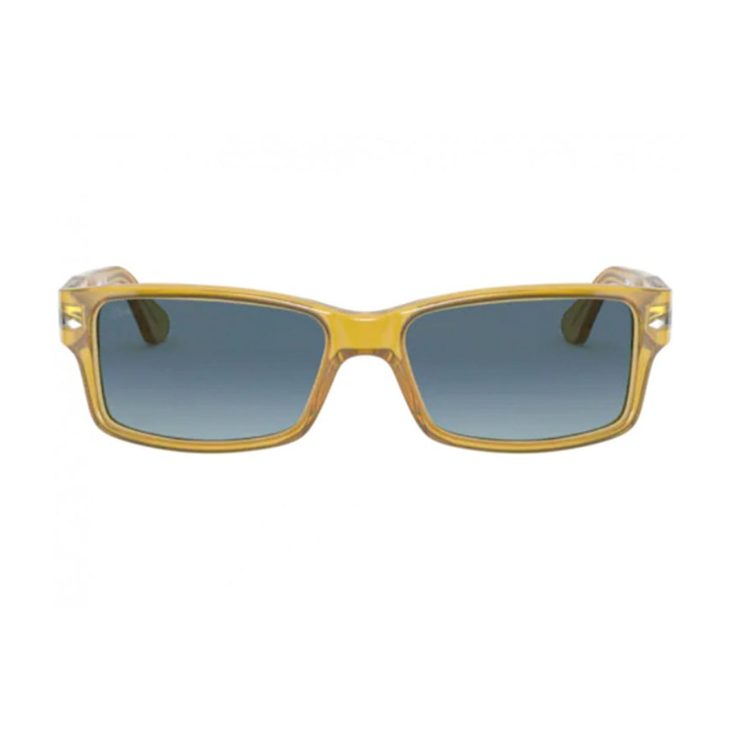 Men's Rectangle Sunglasses // Transparent Honey Brown + Gradient Blue ...