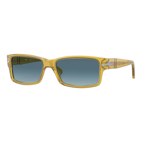 Men's Rectangle Sunglasses // Transparent Honey Brown + Gradient Blue