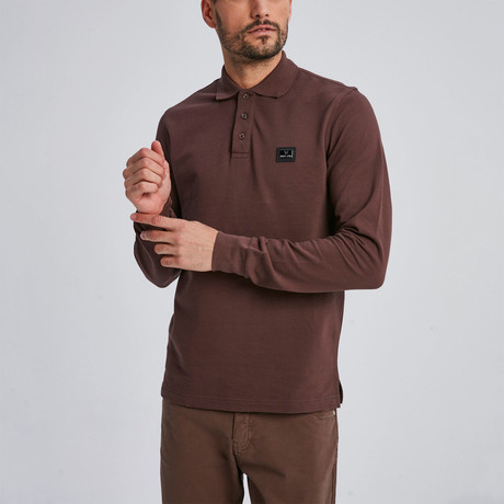Cage Long Sleeve Polo // Brown (Small)