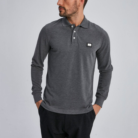 Cage Long Sleeve Polo // Anthracite (2XL)